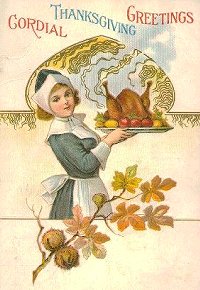 Pilgrim lass celebrates Thanksgiving