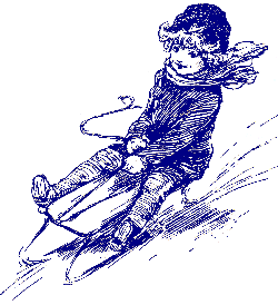 Victorian boy sledding